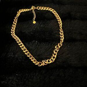 JS Monogram Gold-Tone Choker Chain Necklace